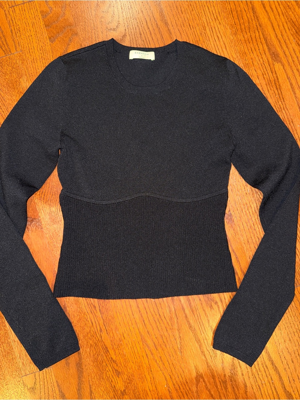 Babaton Black Long-Sleeve Crewneck Knit Top